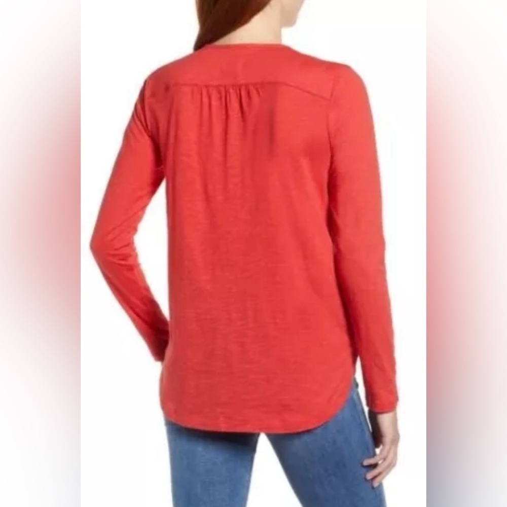 Caslon Size Medium Faux Wrap Long Sleeve 100% Cotton Nursing Friendly Pink Top - Picture 10 of 10